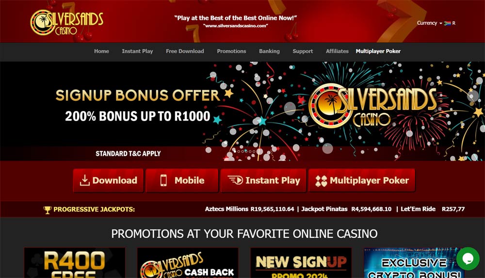 SilverSands Casino homepage